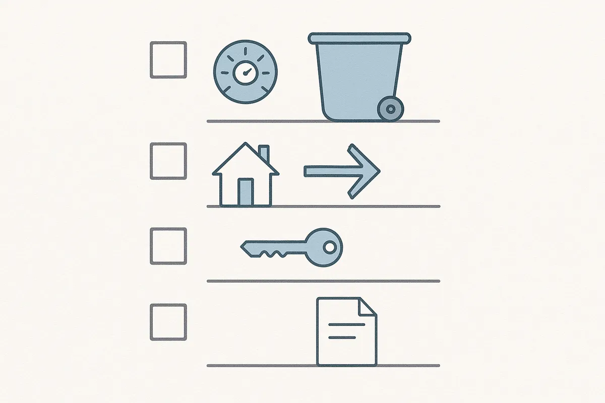 이사 당일의 중요한 단계들을 보여주는 체크리스트 인포그래픽