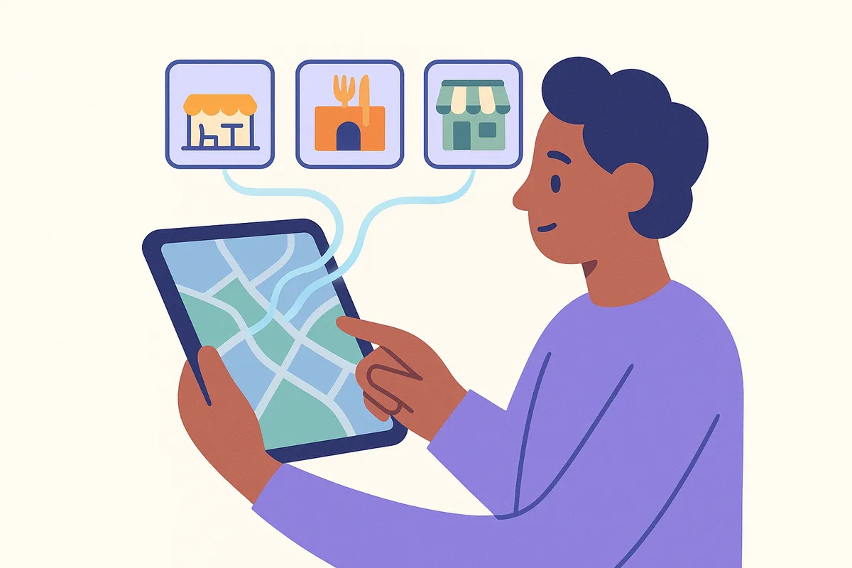 AI가 사용자 맞춤형으로 동네 숨은 맛집과 장소를 추천해주는 모습