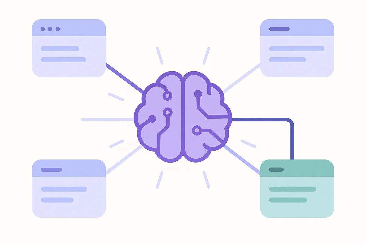 AI가 비즈니스 웹사이트를 진실의 원천으로 활용하여 정보를 가져오는 개념도