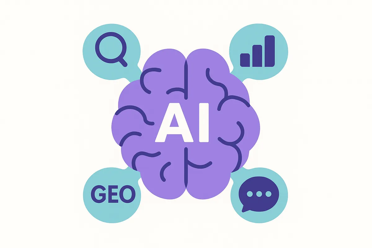 AI 검색 최적화의 4가지 핵심 기법을 시각화한 개념도