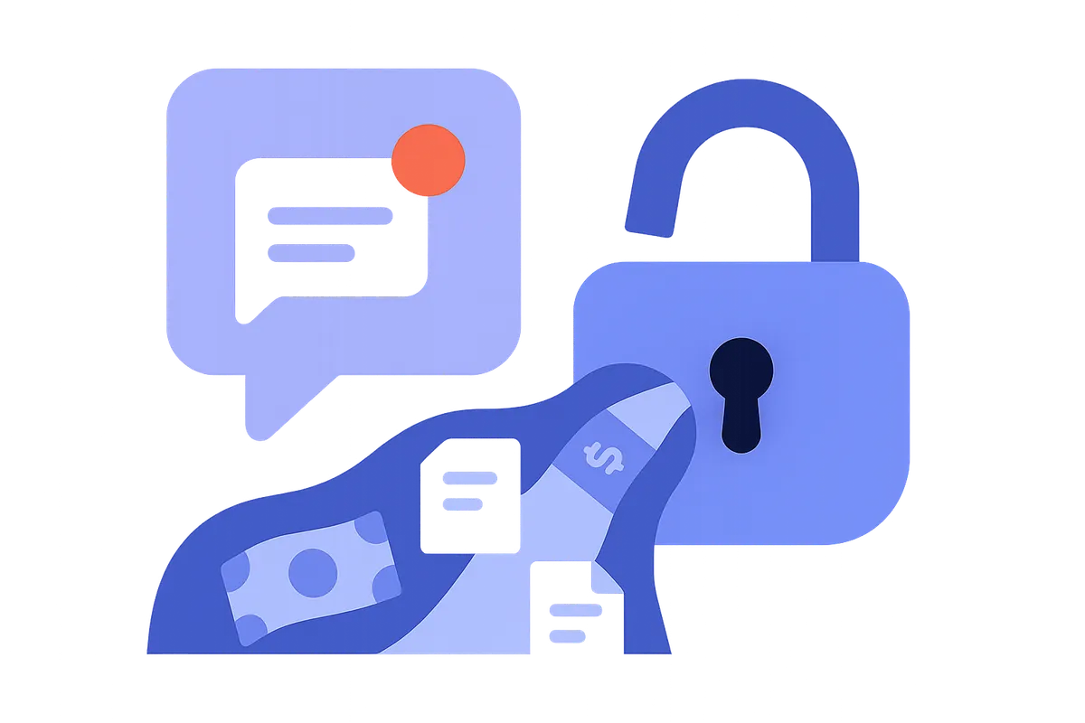 AI 챗봇을 통한 민감 정보 유출 위험을 상징하는 그림