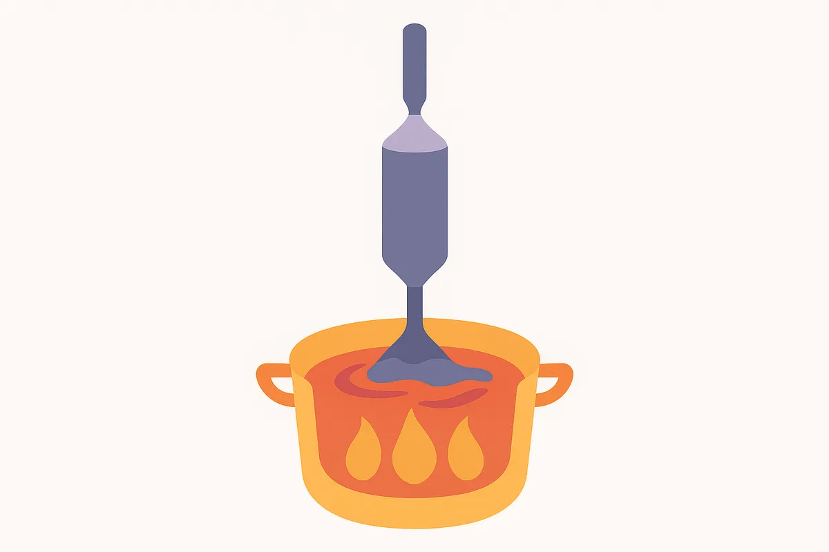 초크랄스키 공정을 통한 단결정 잉곳 성장 원리를 보여주는 일러스트